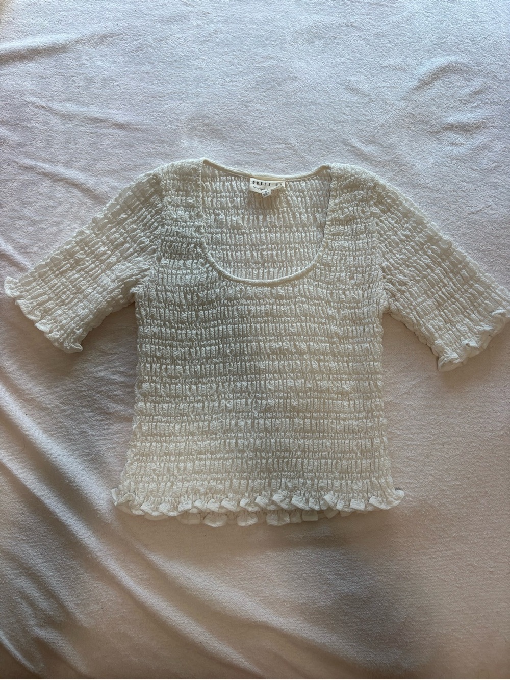 Smocked White Scoop-Neck Crop Top by Free People